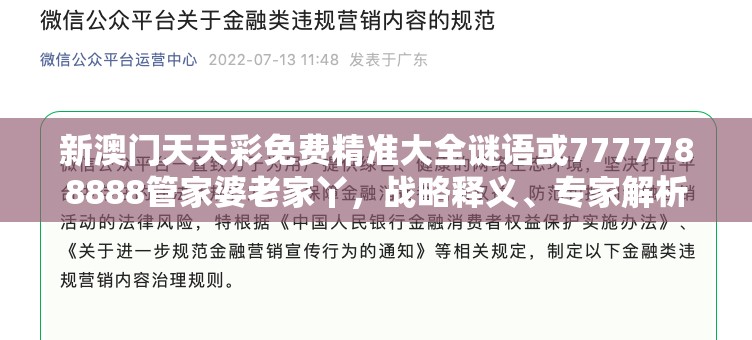 新澳门天天彩免费精准大全谜语或7777788888管家婆老家丫，战略释义、专家解析解释与落实,留心欺诈性营销