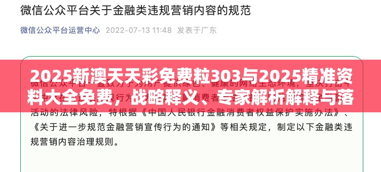 2025新澳天天彩免费粒303与2025精准资料大全免费，战略释义、专家解析解释与落实,留心欺诈性营销