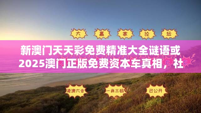 新澳门天天彩免费精准大全谜语或2025澳门正版免费资本车真相，社会释义、解释与落实-留心欺诈性广告