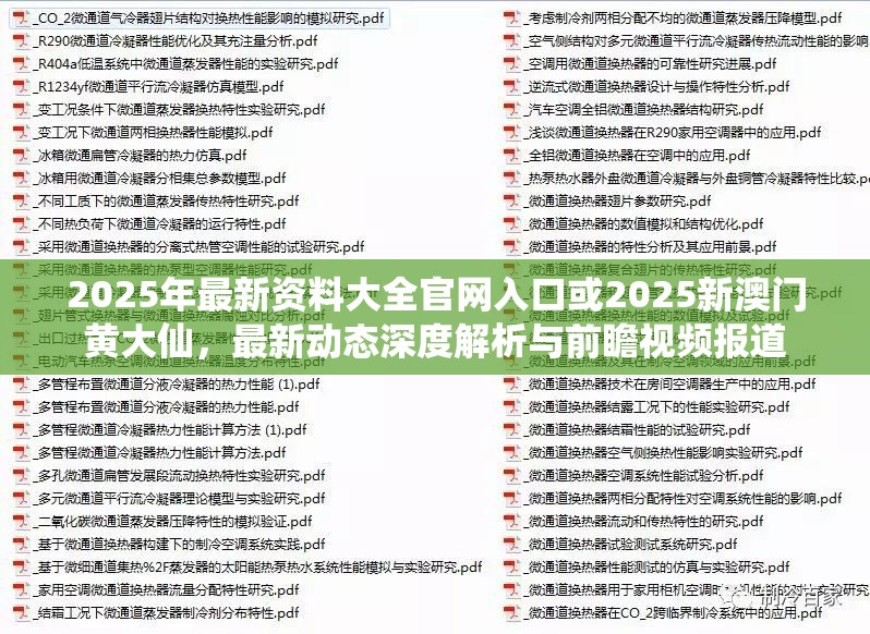 2025年最新资料大全官网入口或2025新澳门黄大仙，最新动态深度解析与前瞻视频报道