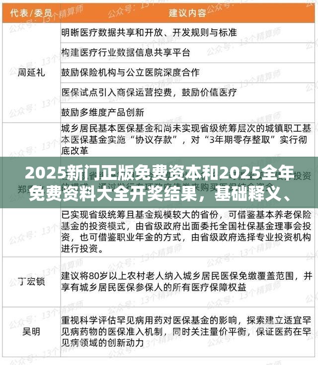 2025新门正版免费资本和2025全年免费资料大全开奖结果，基础释义、专家解析解释与落实?杜绝虚假诱导词