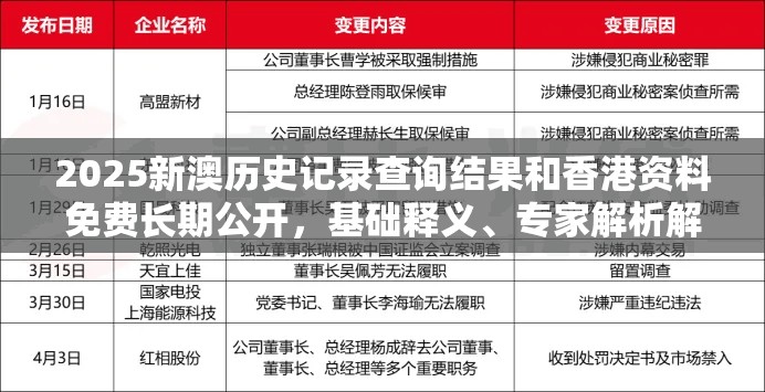 2025新澳历史记录查询结果和香港资料免费长期公开，基础释义、专家解析解释与落实?杜绝虚假诱导词
