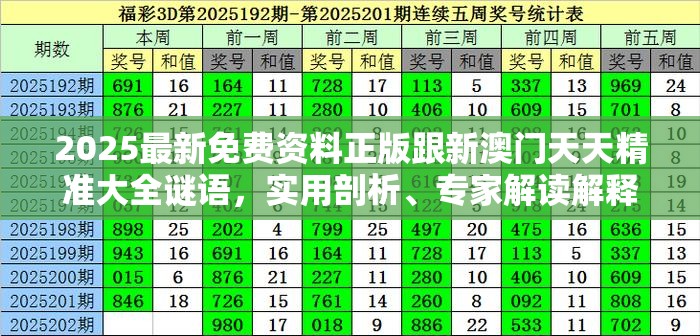 2025最新免费资料正版跟新澳门天天精准大全谜语，实用剖析、专家解读解释与落实?