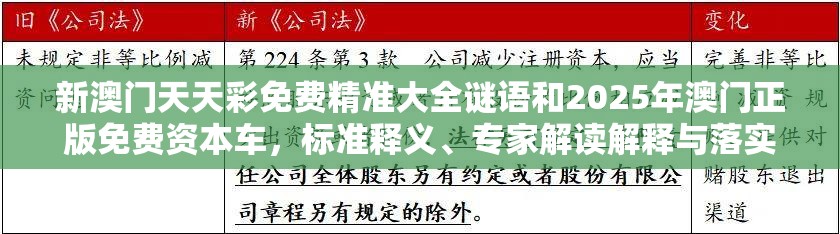 新澳门天天彩免费精准大全谜语和2025年澳门正版免费资本车，标准释义、专家解读解释与落实?留心虚假的虚架势