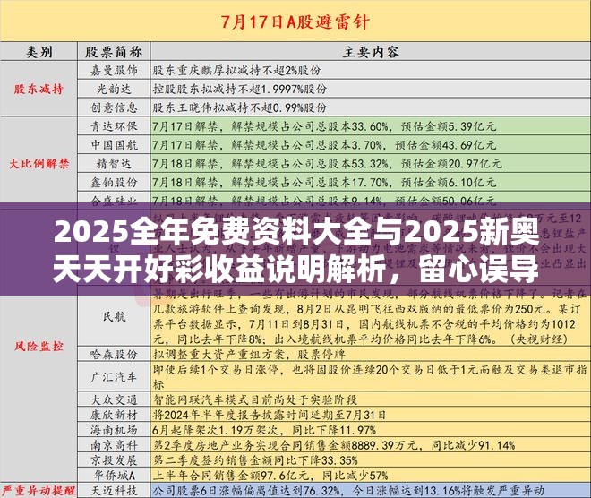 2025全年免费资料大全与2025新奥天天开好彩收益说明解析，留心误导的假幌子链