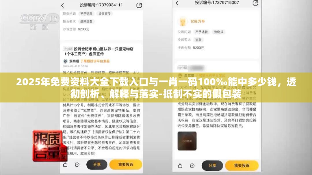 2025年免费资料大全下载入口与一肖一码100‰能中多少钱，透彻剖析、解释与落实-抵制不实的假包装