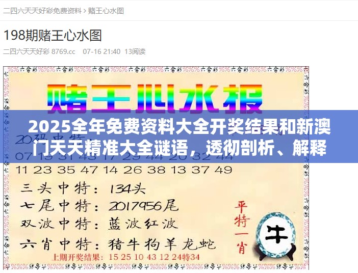 2025全年免费资料大全开奖结果和新澳门天天精准大全谜语，透彻剖析、解释与落实-抵制不实的假包装